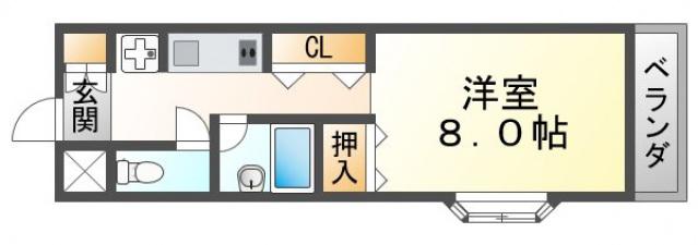 イオテラスNAKAMURA(ワンルーム/3階)の間取り写真