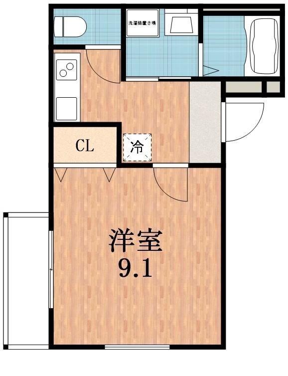 フジパレス平野南III(1K/2階)の間取り写真