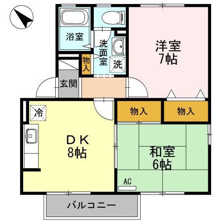 コーポアルファーII(2DK/2階)の間取り写真