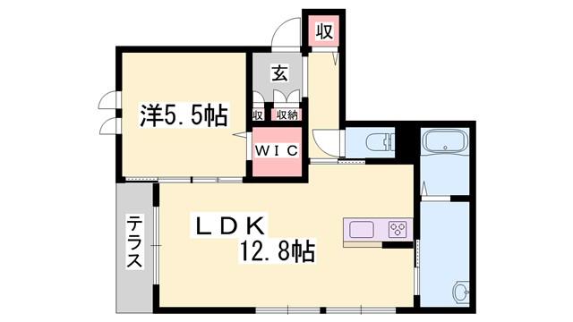 リメインらかん W棟(1LDK/1階)の間取り写真