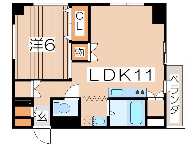 フドウ横須賀三笠ハイツ(1LDK/6階)の間取り写真