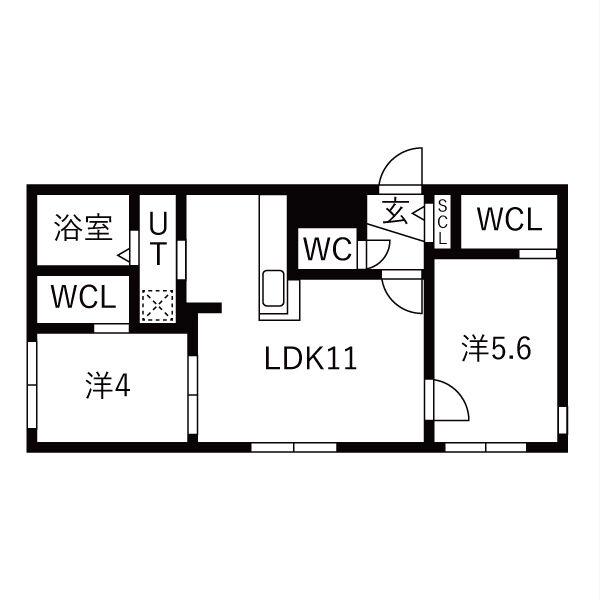 アレグリア本郷通7丁目(2LDK/2階)の間取り写真