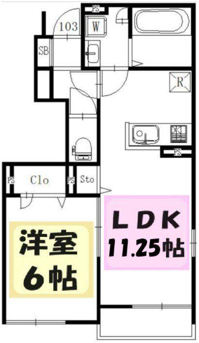 草加市吉町5丁目AP(1LDK/1階)の間取り写真