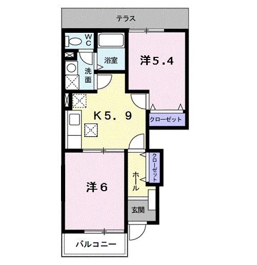 アロッジオ(2K/1階)の間取り写真