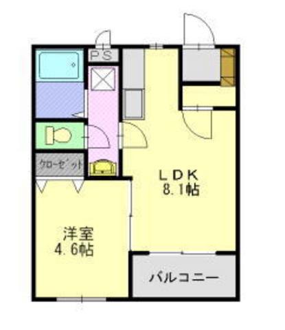 リトルオーチャード(1LDK/1階)の間取り写真
