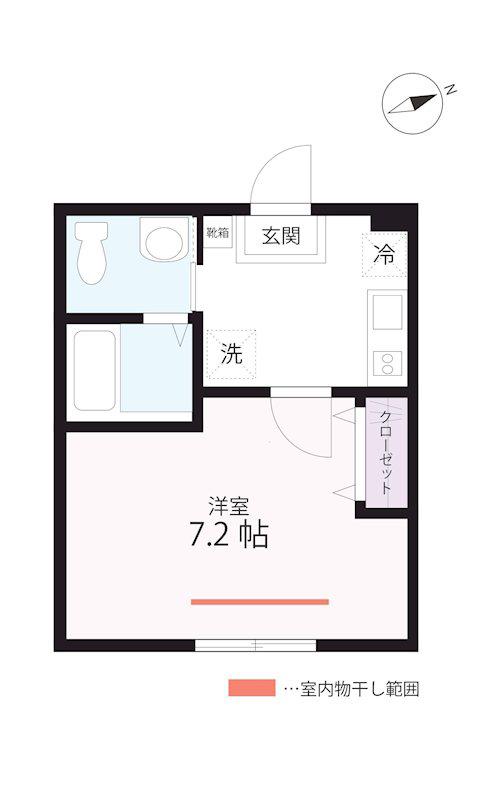 クワイエット クラブ ハウス ミックス 山手2(1K/1階)の間取り写真