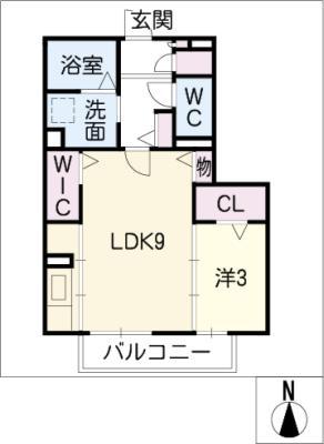 コンフォート長良A(1LDK/2階)の間取り写真