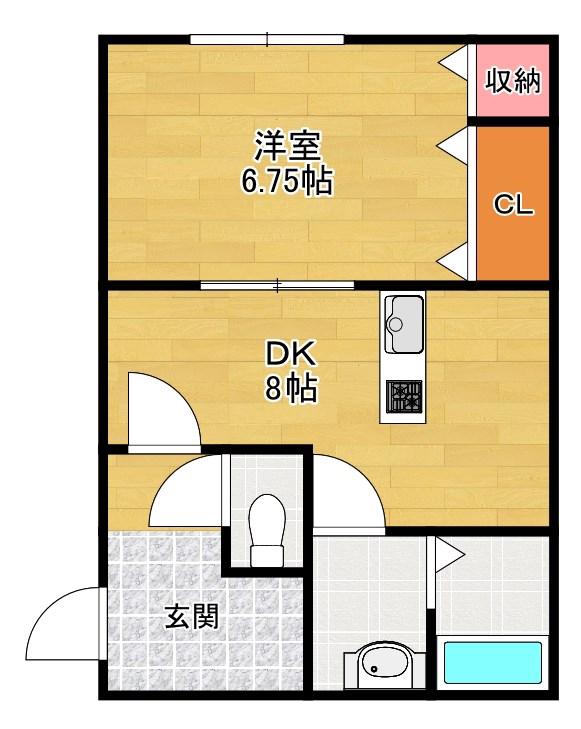 アクアムーン(1DK/1階)の間取り写真