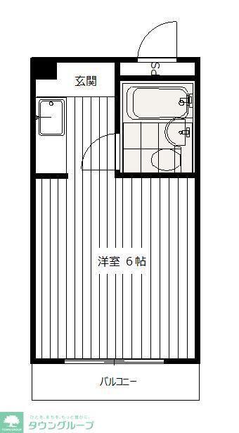 マンション若鮎(ワンルーム/2階)の間取り写真