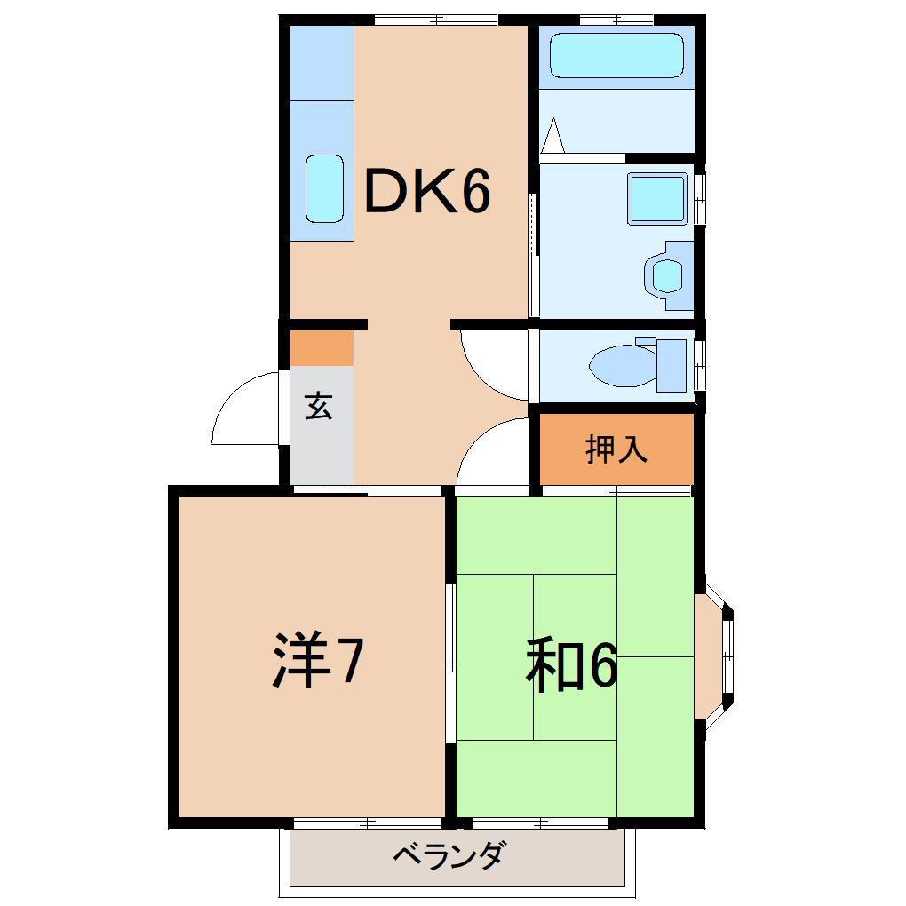 パレスシンコウA(2DK/2階)の間取り写真
