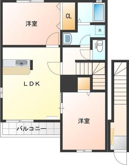 ミッテフリーデI(2LDK/2階)の間取り写真