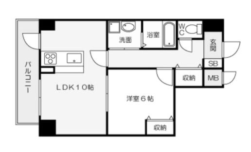 BERGAMOTTO三萩野(1LDK/2階)の間取り写真