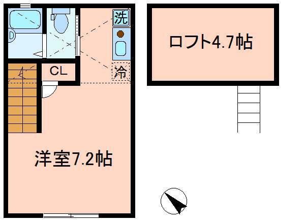 フェリオ平井パークサイド(ワンルーム/2階)の間取り写真