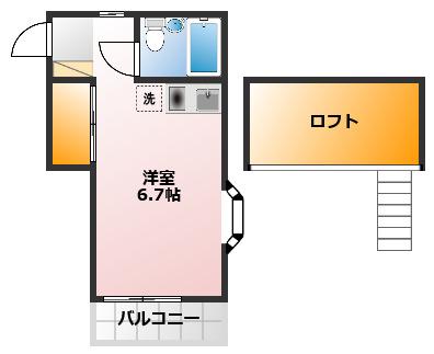 ジュネス有栖川(ワンルーム/1階)の間取り写真