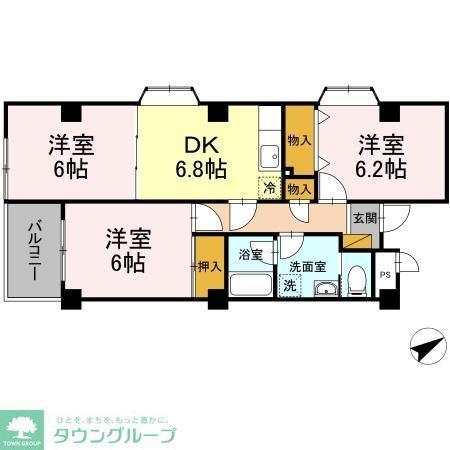 ブランノーブル(3DK/3階)の間取り写真