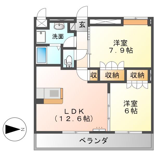 イーストピア(2LDK/2階)の間取り写真