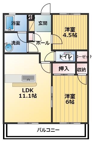 エスポワール・コーポ(2LDK/3階)の間取り写真