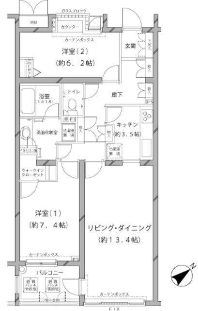 MFPRコート代官山(2LDK/1階)の間取り写真