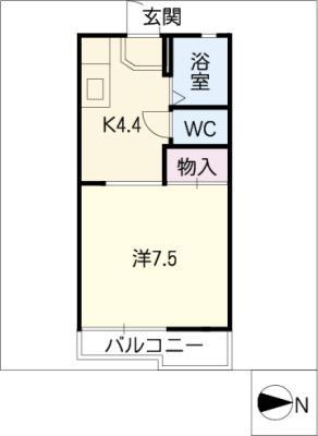 石神ハイツC(1K/2階)の間取り写真