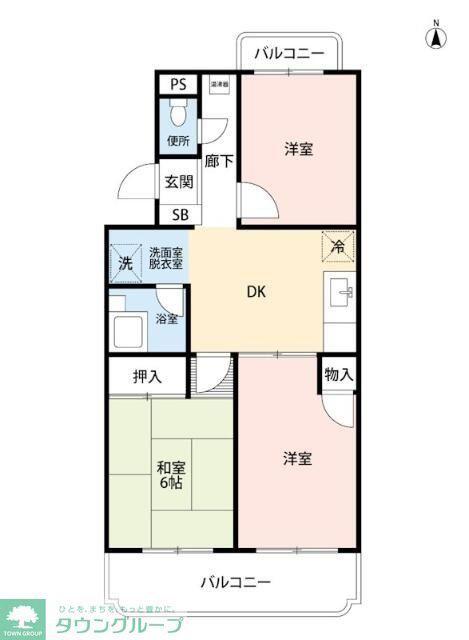 カーサ北野(3DK/4階)の間取り写真