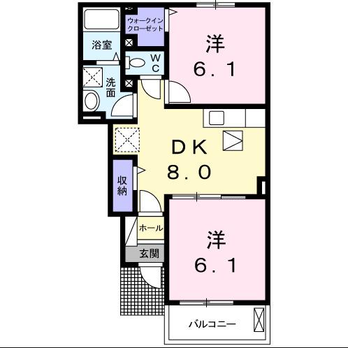 レイナ I(2DK/1階)の間取り写真