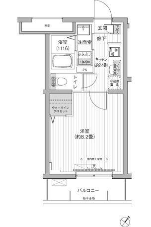 クラルテラセ新宿富久(1K/1階)の間取り写真