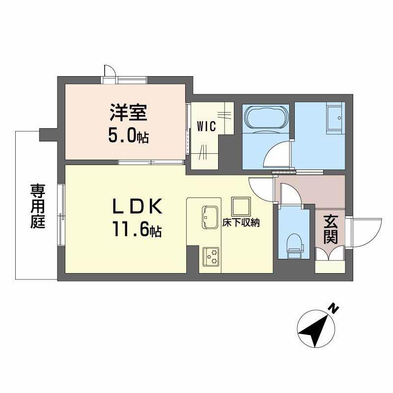 ベンガレンシス(1LDK/1階)の間取り写真
