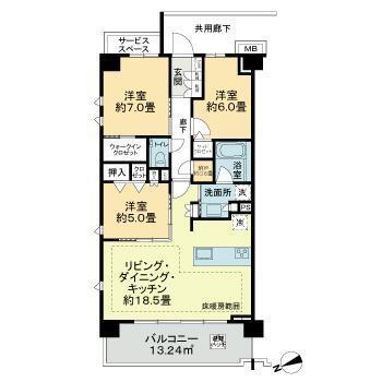ASUKAYAMA RESIDENCE(3LDK/3階)の間取り写真
