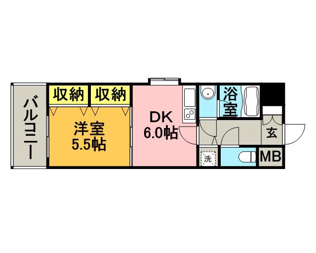 日吉壱番館(1DK/3階)の間取り写真