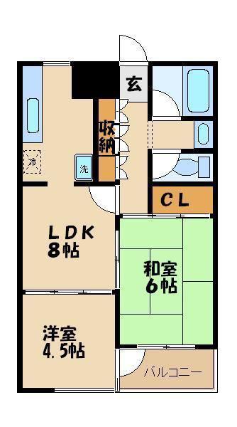 アーバン祖師谷(2LDK/1階)の間取り写真