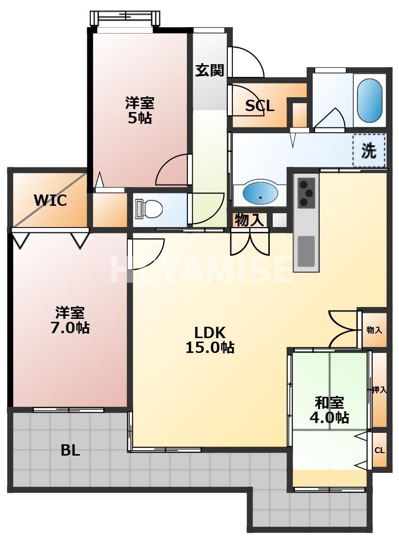 ランドアーク本町(3LDK/10階)の間取り写真