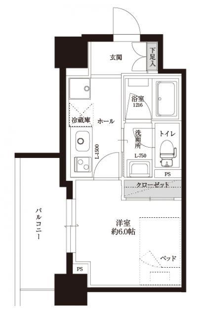 セルン新町(1K/8階)の間取り写真