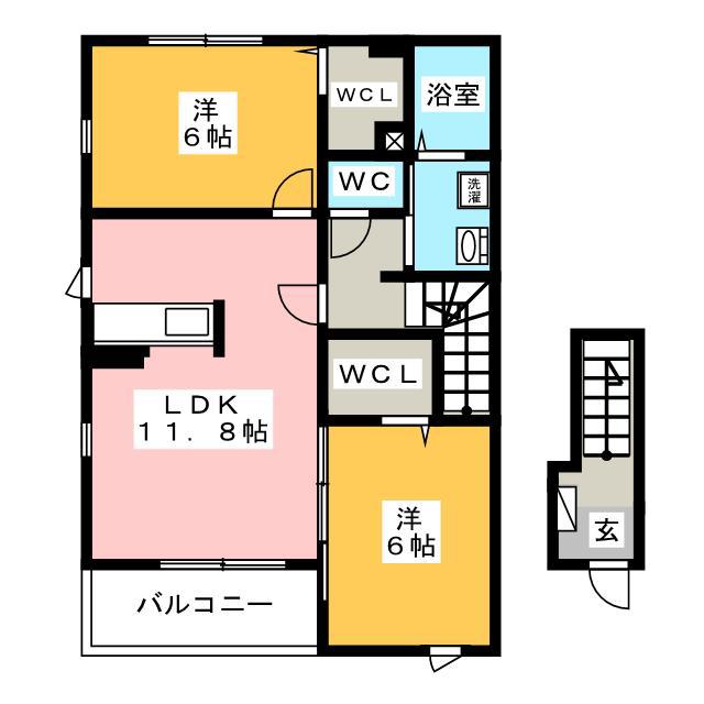 コートアイリスB(2LDK/2階)の間取り写真