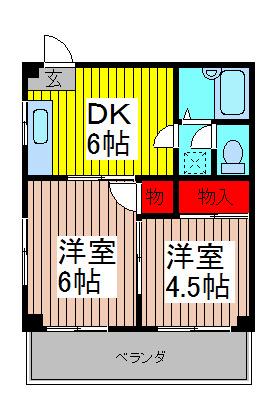 クレール川上(2DK/1階)の間取り写真