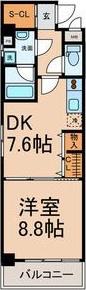 ENCHANTE泉(1DK/6階)の間取り写真