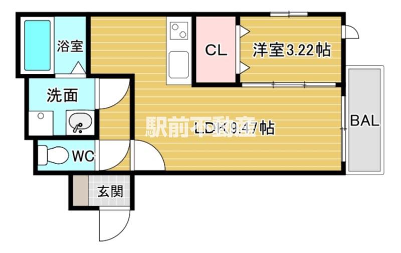 PORTA NOB二日市(1LDK/2階)の間取り写真