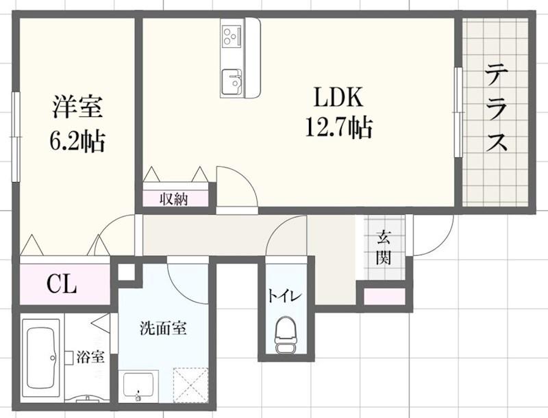 サンサージュ加納原田(1LDK/1階)の間取り写真