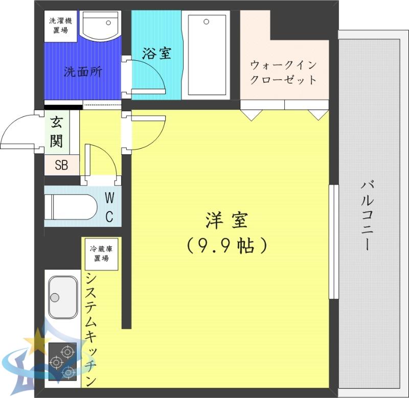 イオ南3条(1K/4階)の間取り写真