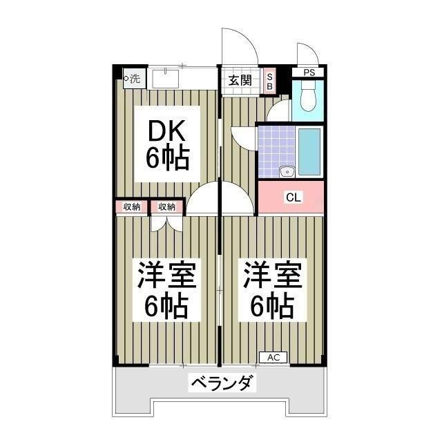 ハイツ柿沼(2DK/2階)の間取り写真