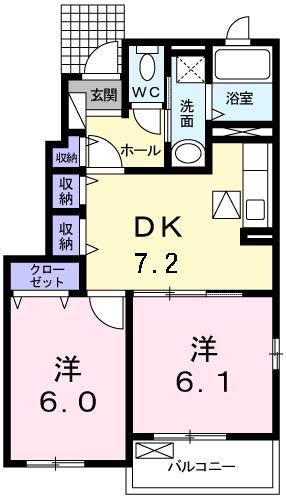 ココ・ボニート(2LDK/1階)の間取り写真