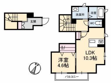 シャーメゾンクルジュII(2LDK/2階)の間取り写真