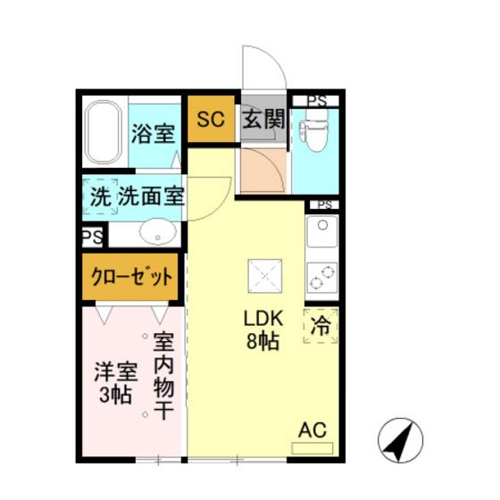 エトワール(1LDK/1階)の間取り写真