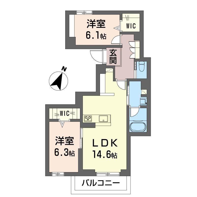プレシュー航空公園(2LDK/3階)の間取り写真