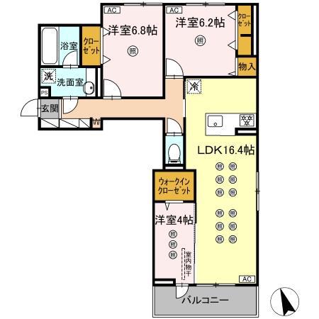 トリシア寺塚(3LDK/2階)の間取り写真