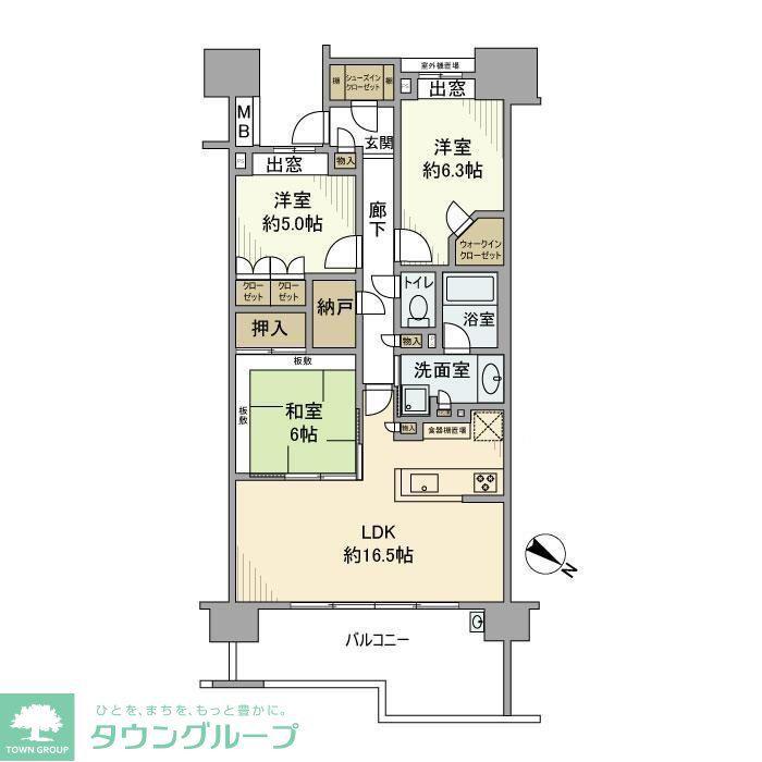 サンクタス千葉ニュータウン中央(3LDK/13階)の間取り写真