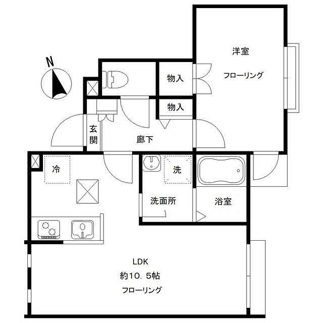 レフィナード尾山台(1LDK/1階)の間取り写真
