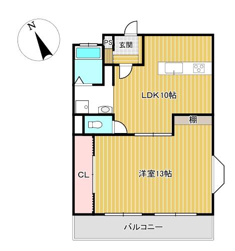 昭和町マンション(1LDK/6階)の間取り写真