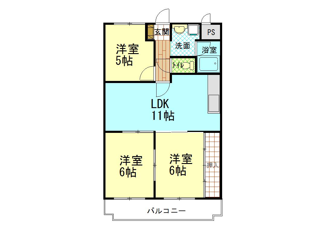 ハムステッドコート(3LDK/6階)の間取り写真