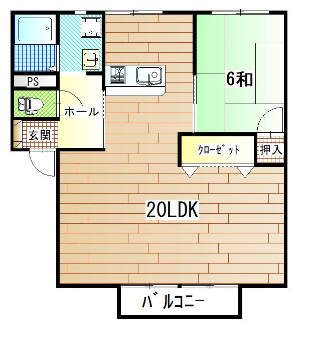 コテイジニシムラ(1LDK/1階)の間取り写真