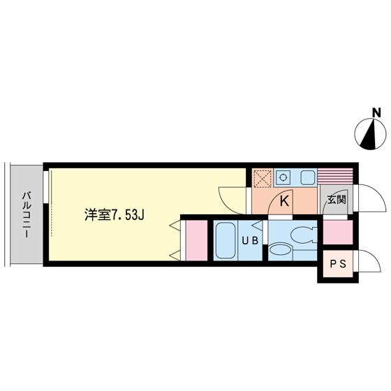 ベレール目黒(1K/2階)の間取り写真